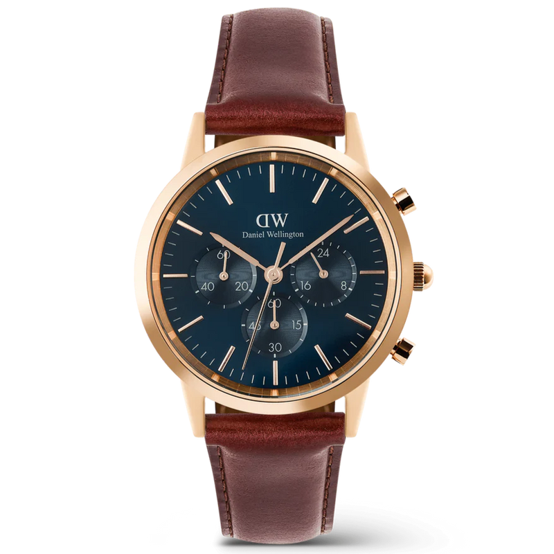 Daniel Wellington Iconic Chronograph Men's Watch Rose Gold Blue Dial DW00100639