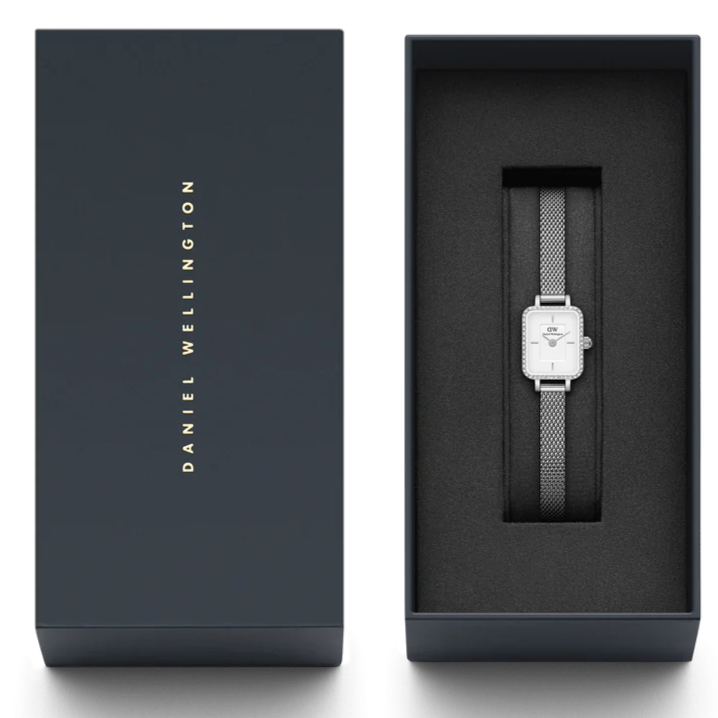 Daniel Wellington Quadro Mini Lumine Ladies Watch Silver White Dial DW00100732