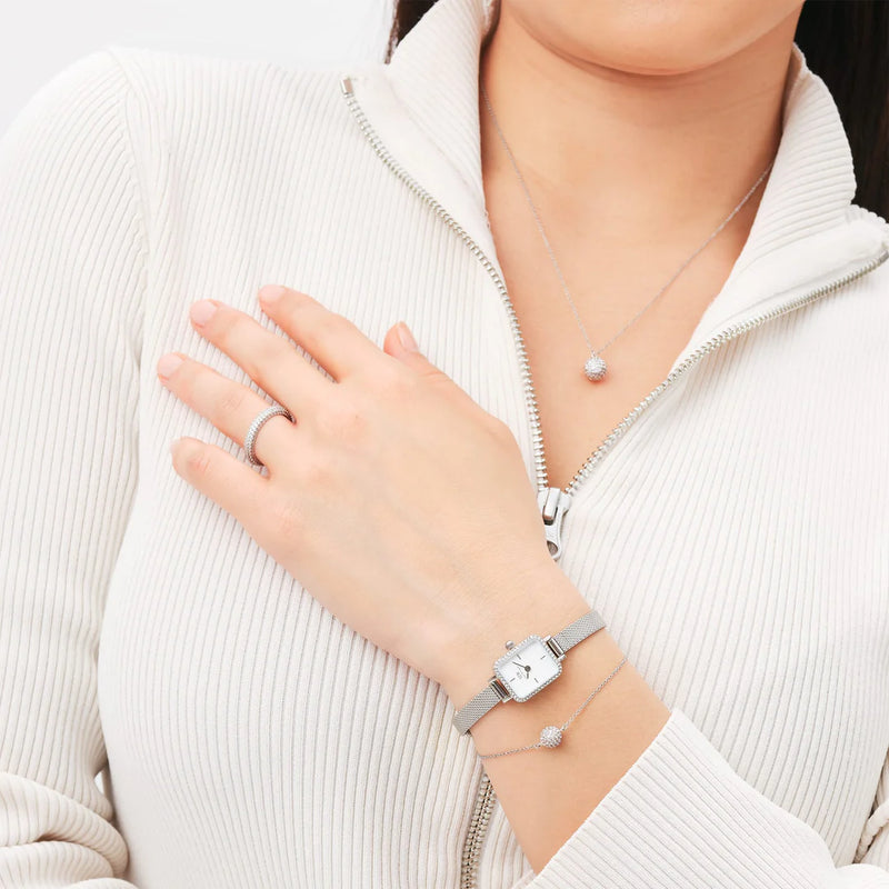 Daniel Wellington Quadro Mini Lumine Ladies Watch Silver White Dial DW00100732