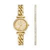 Carlie Ladies Watch Gold Curb Bracelet Set ES5387SET Fossil