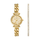 Carlie Ladies Watch Gold Curb Bracelet Set ES5387SET Fossil