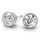 Round Rub Over Stud Diamond Earrings