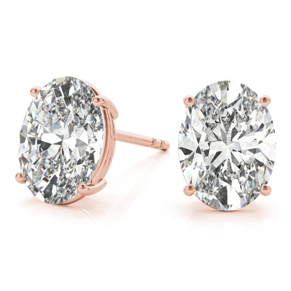 Oval Stud Diamond Earrings