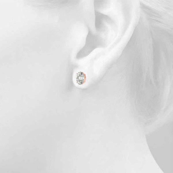 Oval Stud Diamond Earrings