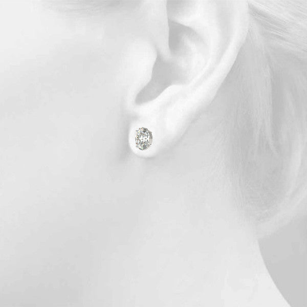 Oval Stud Diamond Earrings