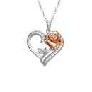 Disney Beauty & The Beast Rose Heart Pendent Necklace Two Tone