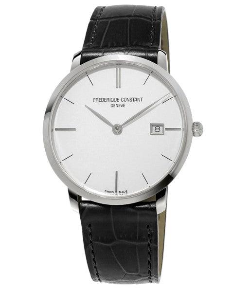 Frederique Constant Slimline Watch Men's Silver with Black Leather FC-220S5S6 - WatchStatus Ltd