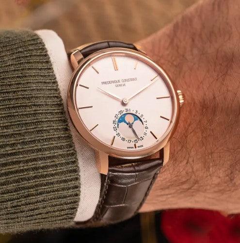 Frederique Constant Slimline Moonphase Watch Men's Rose Gold Automatic FC-705V4S4 - WatchStatus Ltd