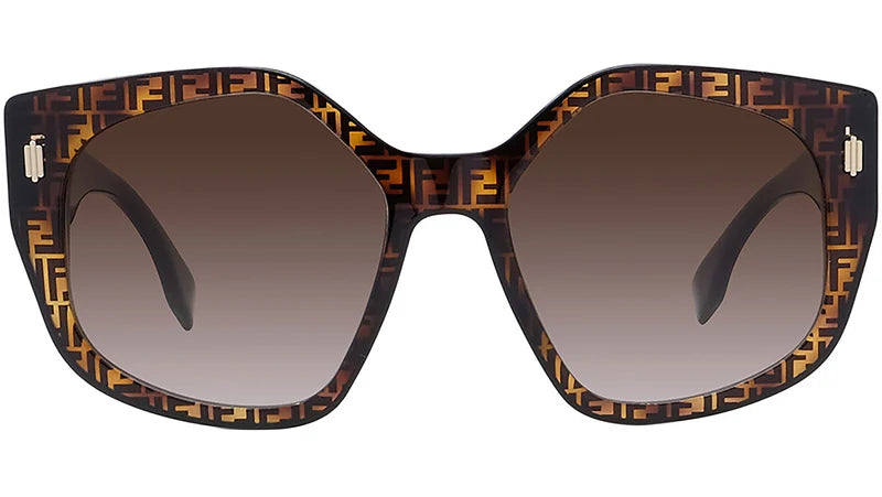 Fendi Ladies Sunglasses Havana / Brown Gradient FE40017I 55F