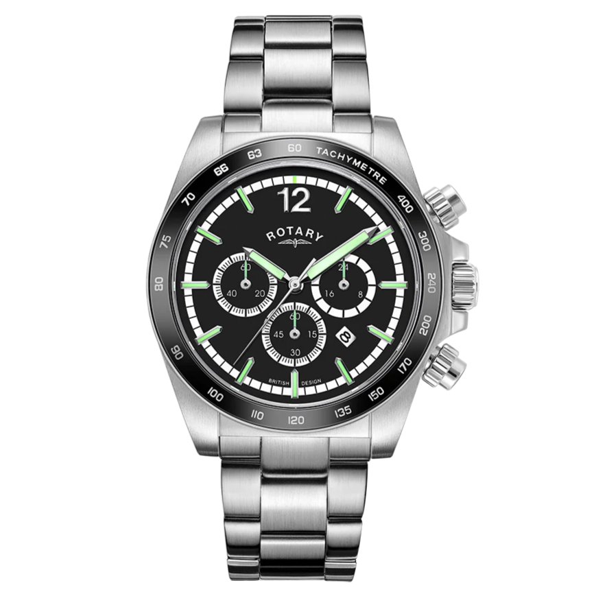 Rotary Henley Watch Men's Silver/Black Chronograph GB05440/04