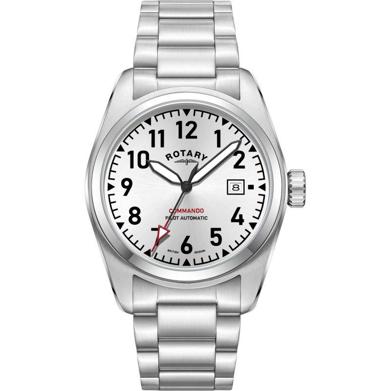 Rotary Commando Automatic Watch Men's Silver GB05470/22 - WatchStatus Ltd