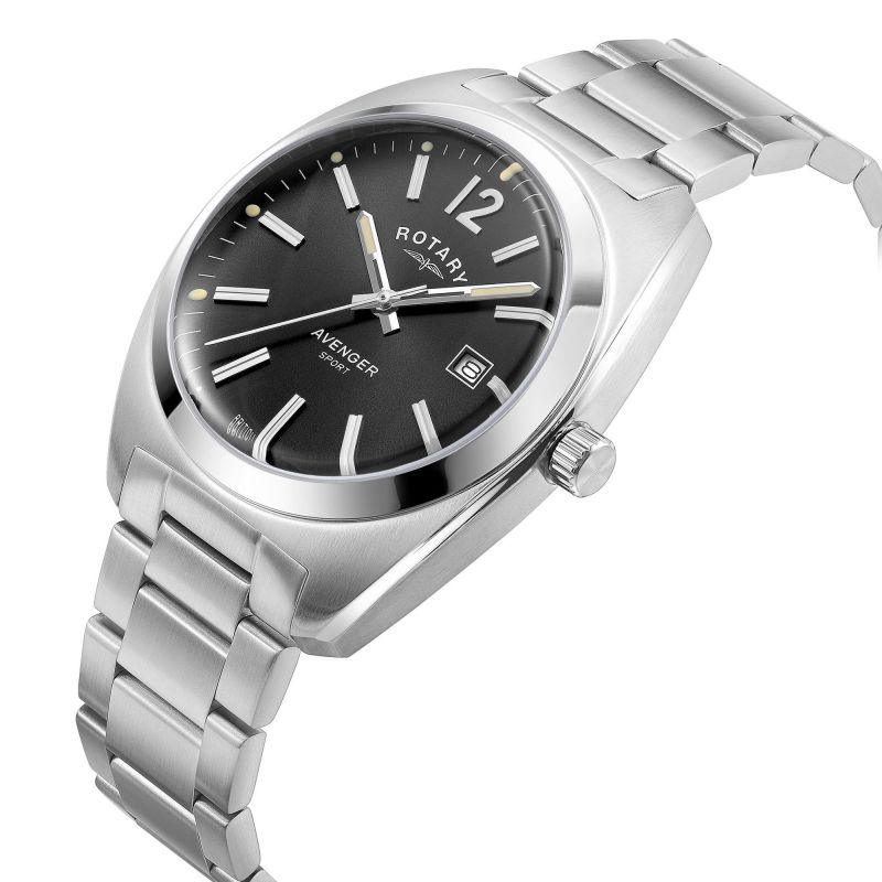 Rotary Avenger Sport Watch Men's Silver with Black Dial GB05480/65 - WatchStatus Ltd