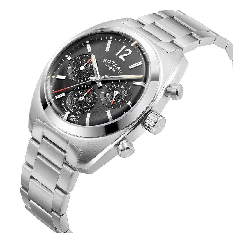 Rotary Avenger Sport Watch Men's Silver/Black Chronograph GB05485/65 - WatchStatus Ltd