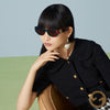 Gucci Emblem Ladies Sunglasses Havana Violet Frame GG1421S-003 Gucci
