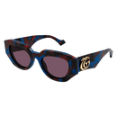 Gucci Emblem Ladies Sunglasses Havana Violet Frame GG1421S-003
