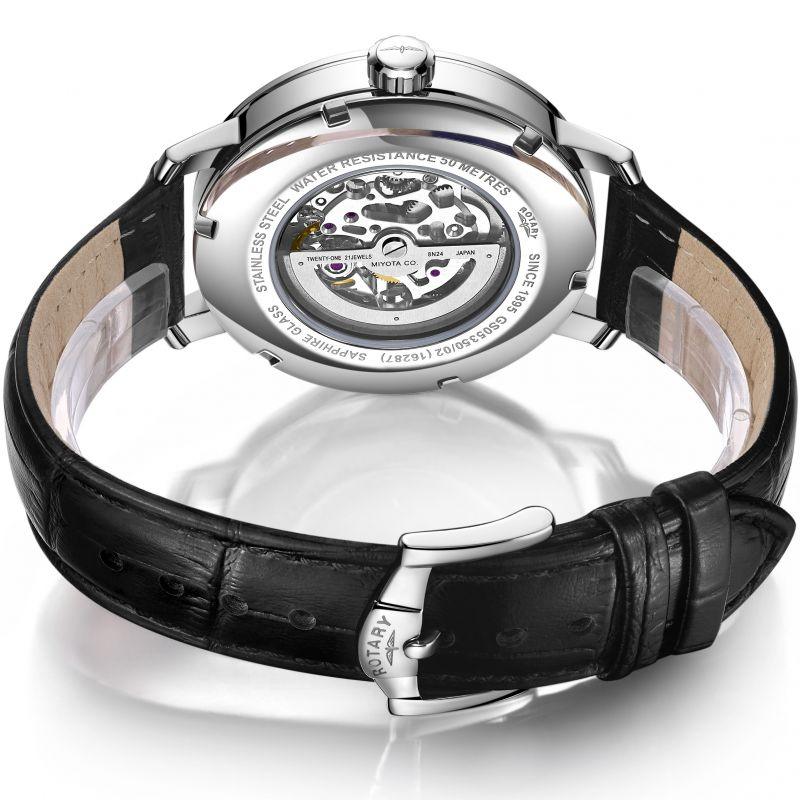 Rotary Greenwich Watch Men's Black Leather Automatic GS05350/02 - WatchStatus Ltd