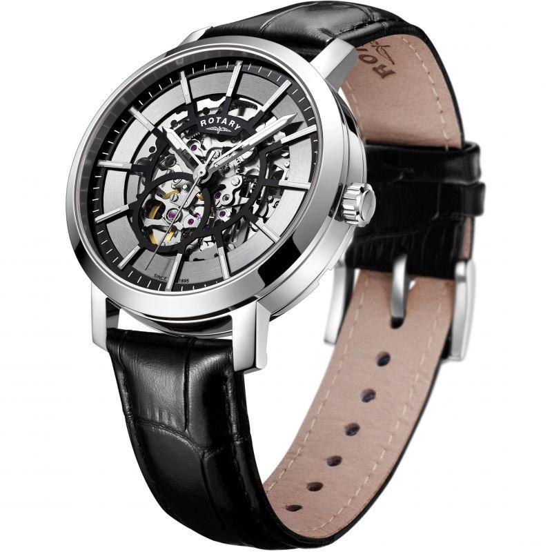 Rotary Greenwich Watch Men's Black Leather Automatic GS05350/02 - WatchStatus Ltd