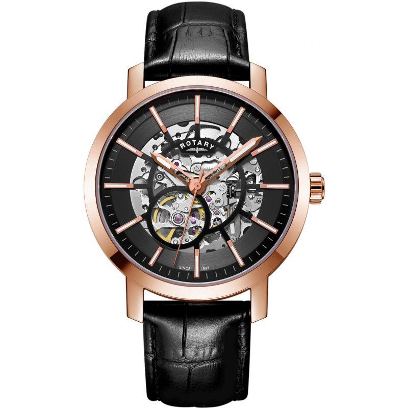 Rotary Greenwich Watch Men's Black Leather Automatic GS05354/04 - WatchStatus Ltd