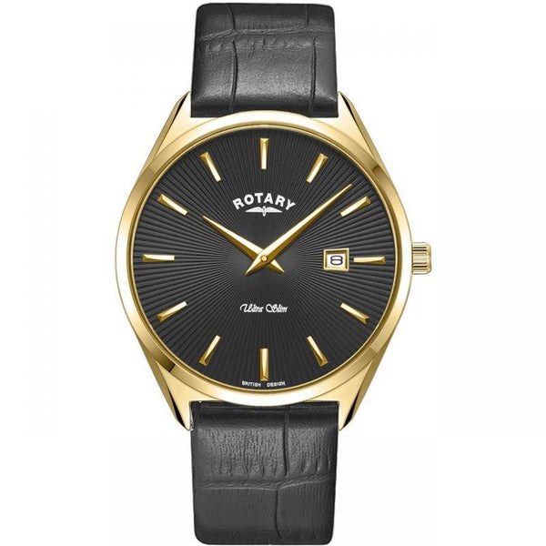 Rotary Ultra Slim Watch Men's Black Leather GS08013/04 - WatchStatus Ltd