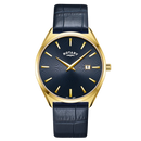 Rotary Ultra Slim Men's Watch Blue Leather Gold GS08013/05 Rotary