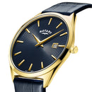 Rotary Ultra Slim Men's Watch Blue Leather Gold GS08013/05 Rotary