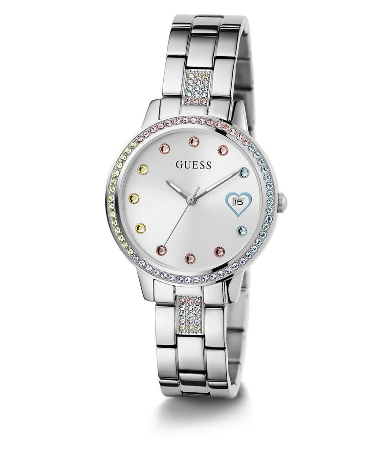 Guess Three Of Hearts Ladies Watch Silver GW0657L1