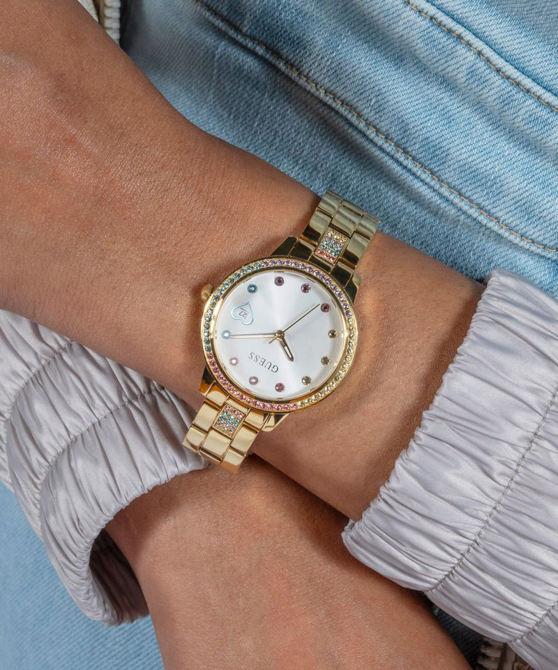 Guess Three Of Hearts Ladies Watch Gold GW0657L2