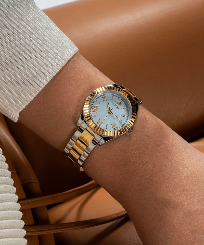 Guess Mini Luna Watch Ladies Two-Tone Pastel Blue Dial GW0687L4