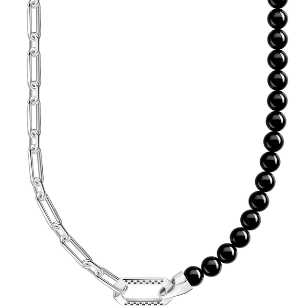 Thomas Sabo Necklace Black Beads And Silver Link KE2179-507-11