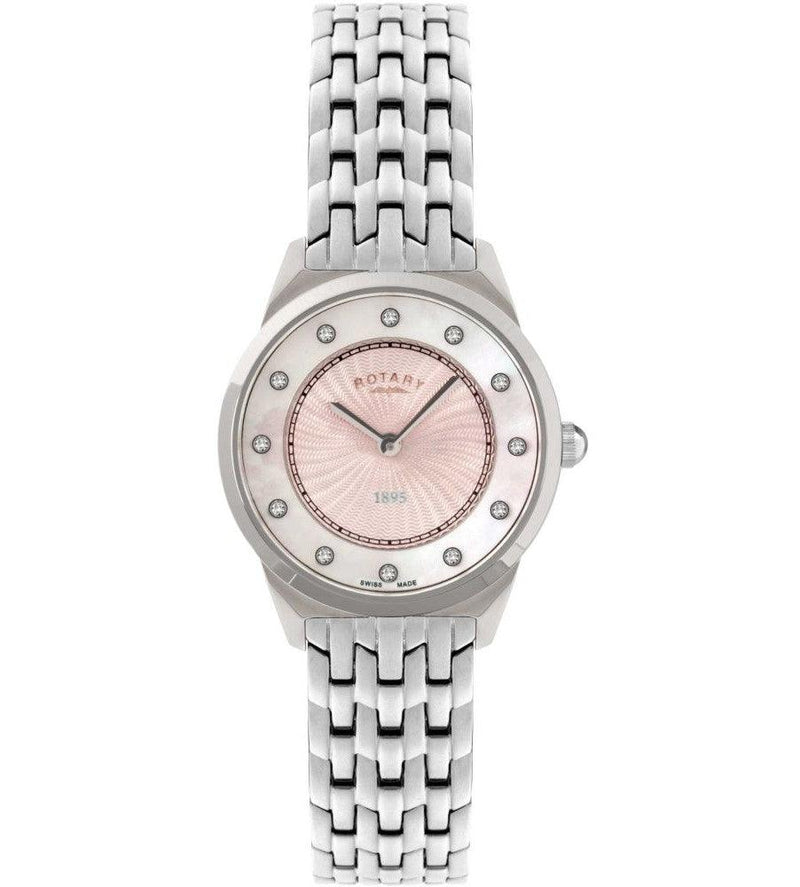 Rotary Ultra Slim Watch Ladies Silver Crystal LB08000/02 - WatchStatus Ltd