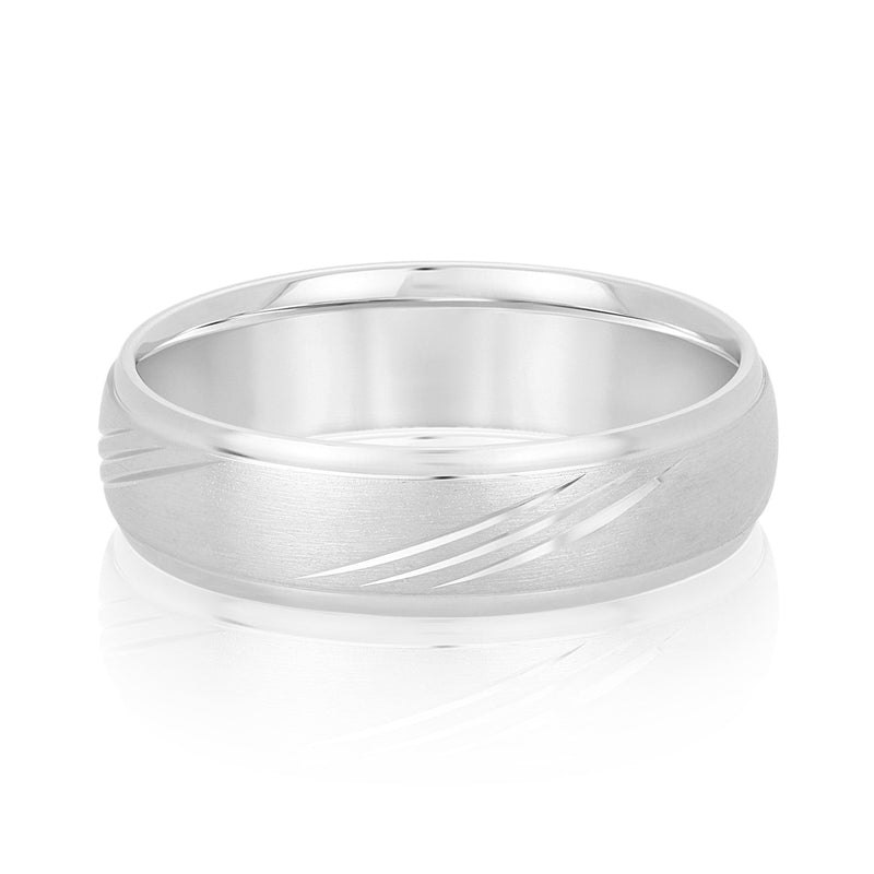 Men's Polish Claw Lined Wedding Ring