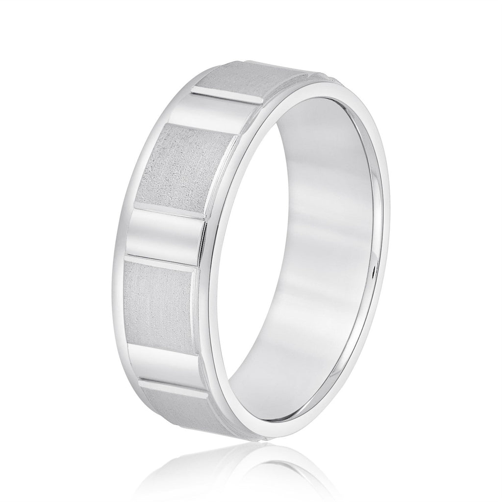 Men's Rectangular Raised Finish Wedding Ring