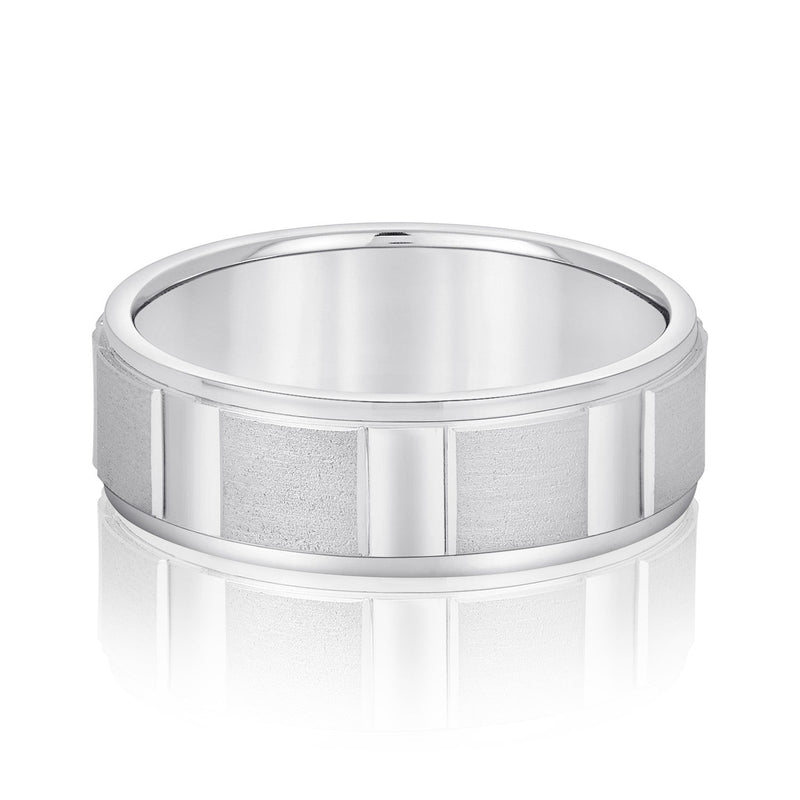 Men's Rectangular Raised Finish Wedding Ring