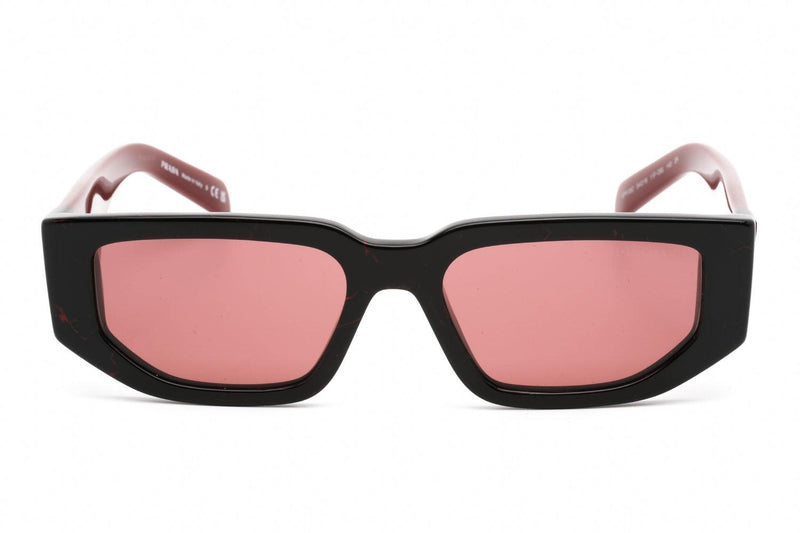 Prada PR09ZS Ladies Black with Red Lens Rectangular Sunglasses 11F08S - WatchStatus Ltd