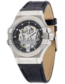 Maserati Potenza Men's Watch black Leather Skeleton Automatic R8821108001