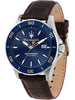 Maserati Competizione Men's Watch Blue Dial Brown Leather R8851100004 Maserati