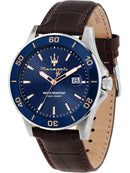 Maserati Competizione Men's Watch Blue Dial Brown Leather R8851100004 Maserati