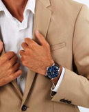 Maserati Competizione Men's Watch Blue Dial Brown Leather R8851100004 Maserati