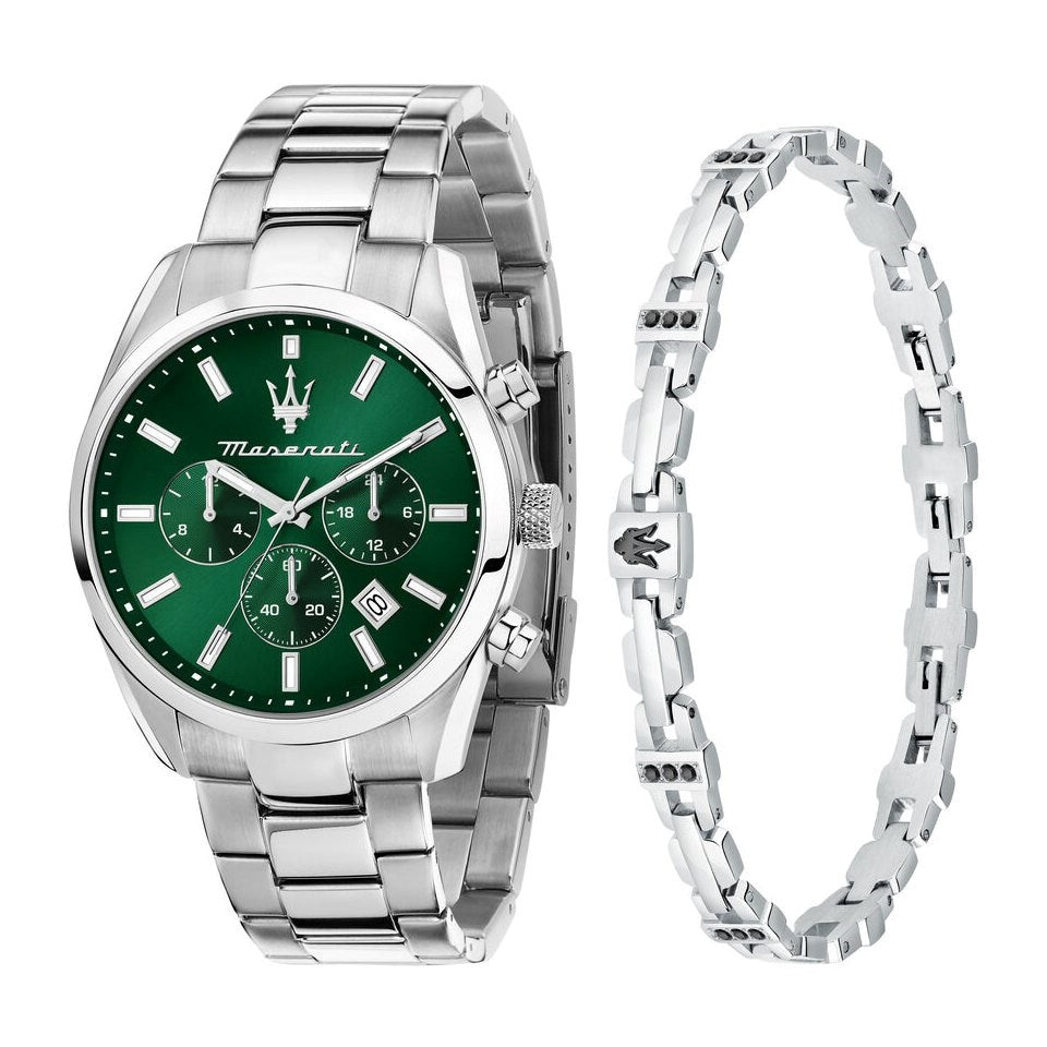 Maserati Attrazione Men's Watch Green Dial Bracelet Gift Set R8853151017