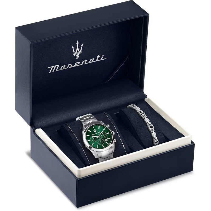 Maserati Attrazione Men's Watch Green Dial Bracelet Gift Set R8853151017