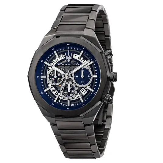 Maserati Stile Men's Watch Black/Blue Skeleton Chronograph R8873642012