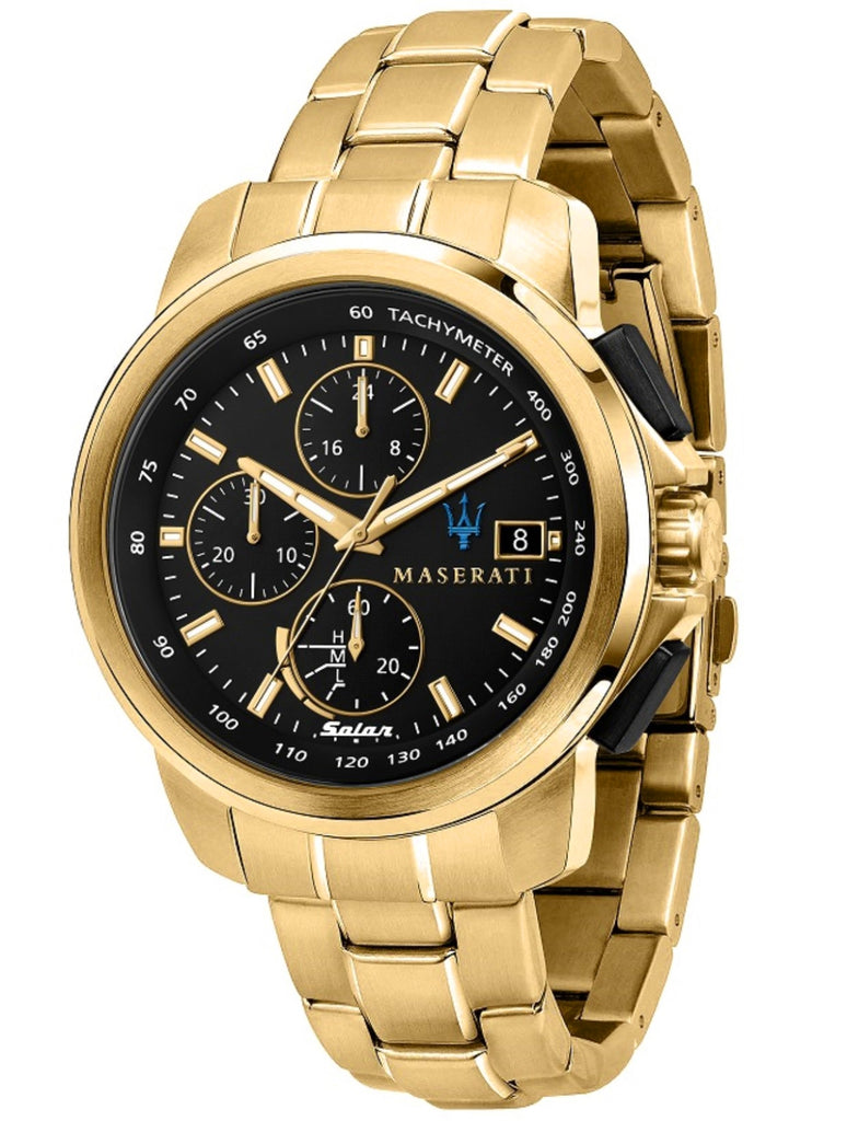 Maserati Successo Solar Men's Watch Gold / Black Chronograph R8873645002