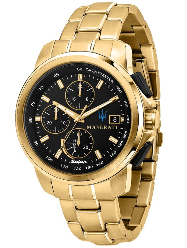 Maserati Successo Solar Men's Watch Gold / Black Chronograph R8873645002