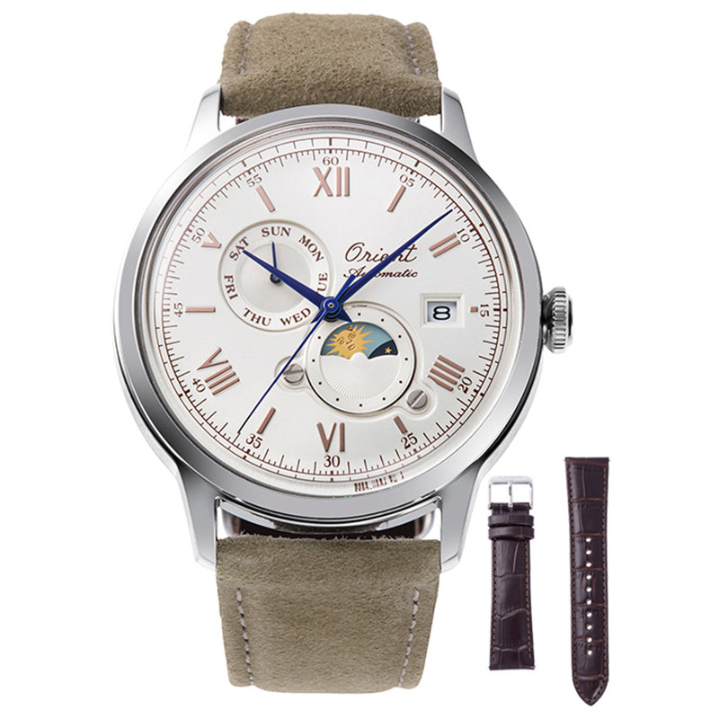 Orient Sun & Moon 75th Anniversary Men's Watch White Leather RA-AK0808S30B