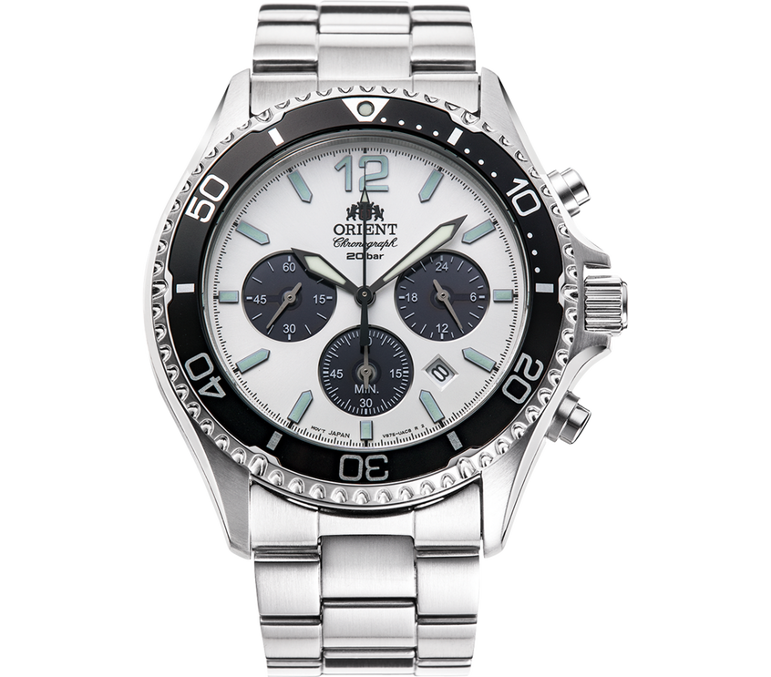 Orient Mako Solar Men's Watch White Dial Chronograph RA-TX0203S10B