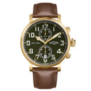 Rotary Apex100 Pilot Men's Watch Green Dial Leather RGS10002/24 Rotary