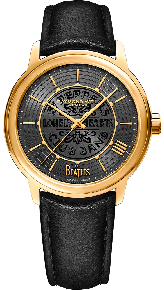 Raymond Weil Maestro Beatles Men's Watch Gold Leather 2237-PC-BEAT3