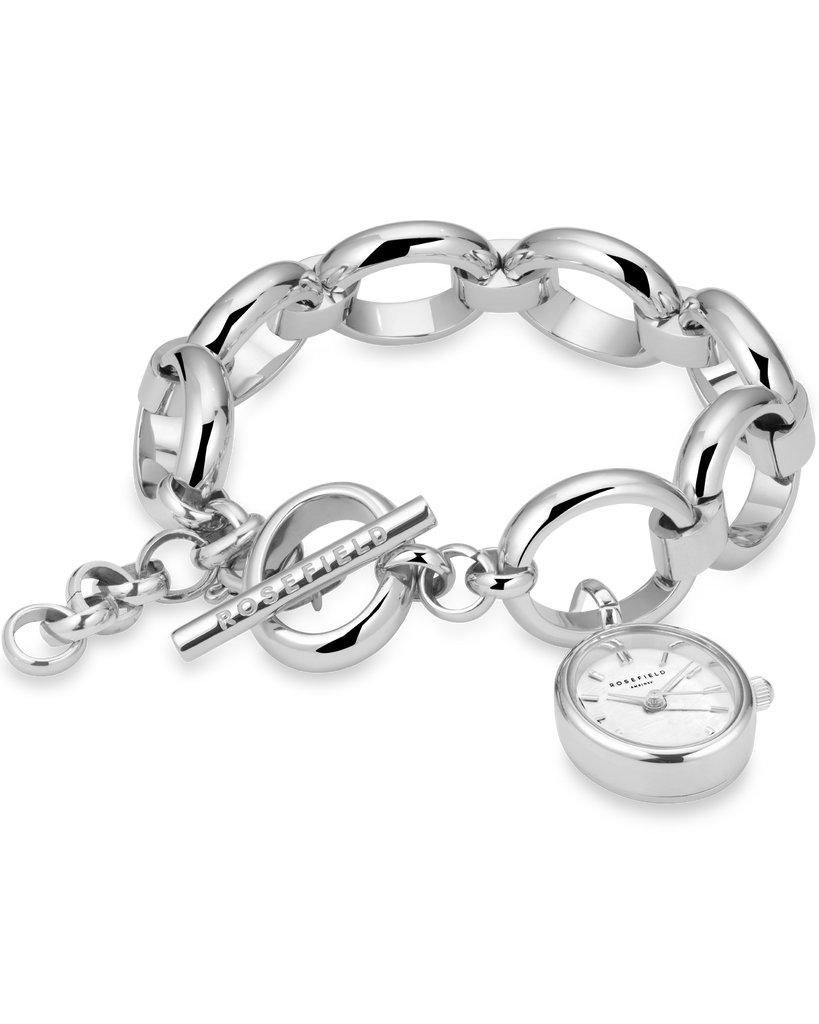 Rosefield Oval Charm Chain Ladies Watch Silver SWSSS-OV14