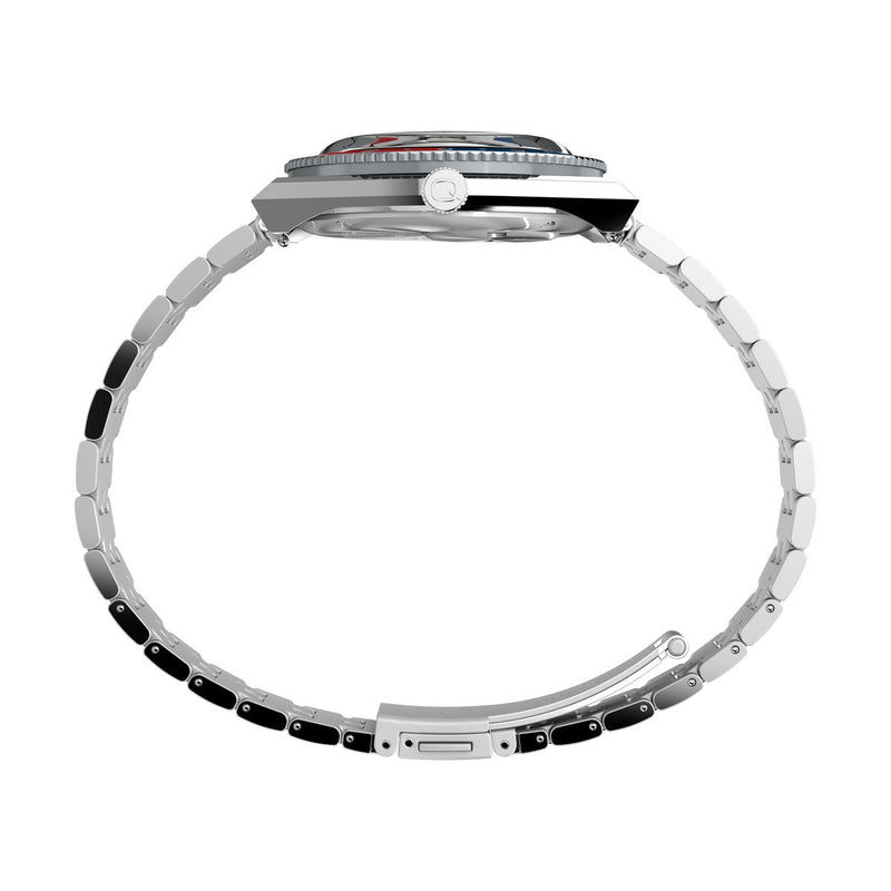 Timex X Peanuts Q GMT Men's Watch Silver 'Pepsi' Bezel TW2W83300