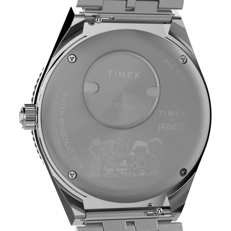 Timex X Peanuts Q GMT Men's Watch Silver 'Pepsi' Bezel TW2W83300